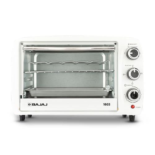 Bajaj 1603 16 Liters Oven Toast Grill (Otg) | 1200 Watt | Cool Touch Handles | Grill, Bake & Roast | Heat Resistant| Tempered Glass | White