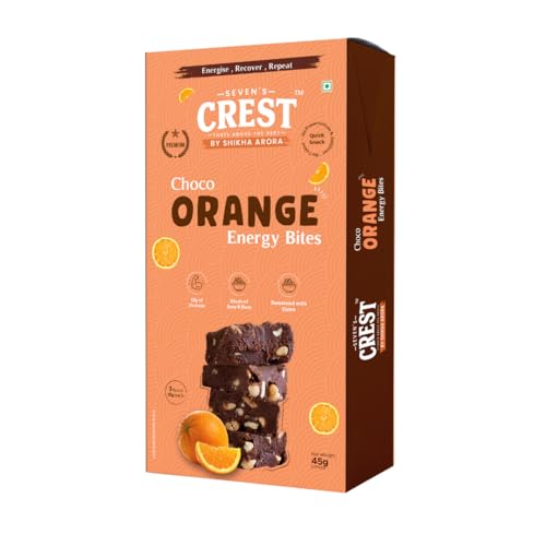 Sevens Crest Choco Orange Energy Bites – 45G (Pack Of 1) | Protein Rich | Made With Nuts & Dates | Sweetened With Dates Paste | No Preservatives | Healthy Date Bites With Almond, Cashew, Orange Oil & Cocoa