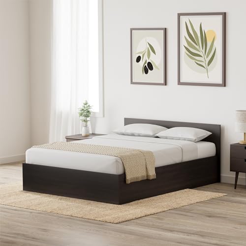 Amazon Brand – Solimo Medusa Engineered Wood Queen Bed With Box Storage (Wenge Finish)