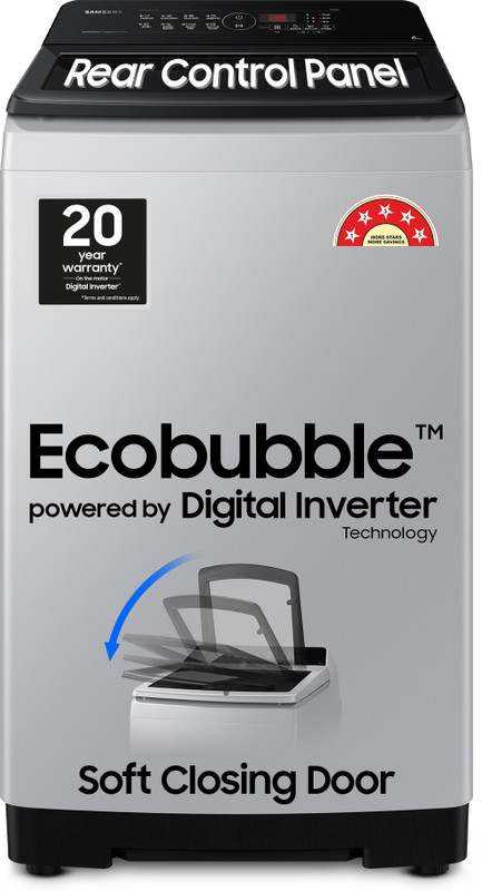 Samsung 8 Kg 5 Star, Ecobubble, Digital Inverter, Fully Automatic Top Load Washing Machine Grey(Wa80Bg4441Bgtl)