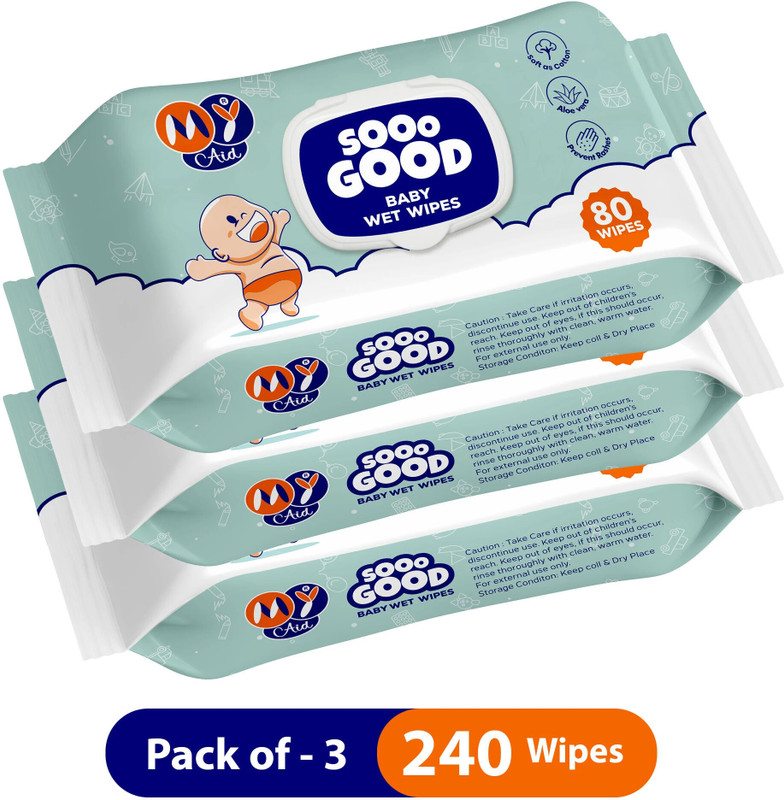 Myaid Sooo Good Baby Wet Wipes With Aloe Vera, Anti-Rash, Alcohol-Free, Thick & Soft(240 Wipes)
