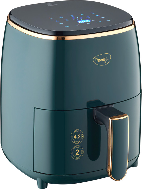 Pigeon Healthifry Digital With 360 High Speed Air Circulation Technology 1200 W With Non-Stick Basket – Green Air Fryer(4.2 L)