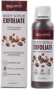 Bellavita Coffee Face & Body Scrub For Skin Brightening De-Tan Ayurveda, Exfoliate Knees, Elbows, Face, Scalp, Arms Etc Scrub(75 G)