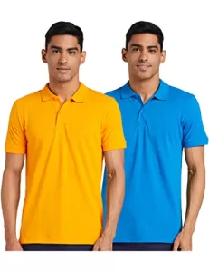 Amazon Brand – Symbol Men’S Cotton Rich Polo T Shirt | Collar Tshirts | Half Sleeves | Plain (Combo Pack Of 2) – Regular Fit (Tango Orange & Tb_Xl)