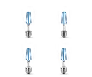 Philips 4-Watt E27 St64 Led Glass Amber Filament Bulb | Decorative Led Bulb For Home Decoration | Blue, Pack Of 4