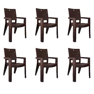 Cello Jordan Plastic High Back Armchair, Set Of 6(Rosewood Brown)