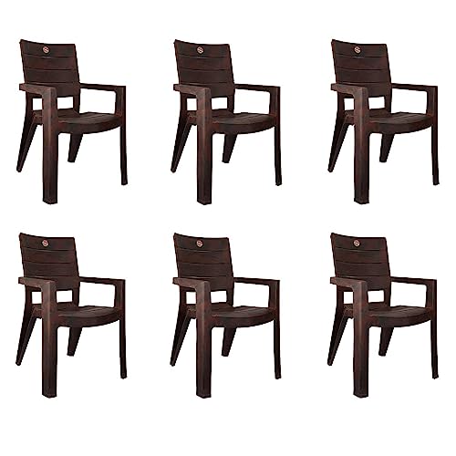 Cello Jordan Plastic High Back Armchair, Set Of 6(Rosewood Brown)