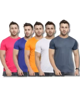 Awg All Weather Gear Dry Fit (Pack Of 5, T Shirts For Men | Gym T Shirt For Man | Quick Dry Fit Regular Fit Tshirt | Half Sleeve Solid Round Neck Sports T-Shirt