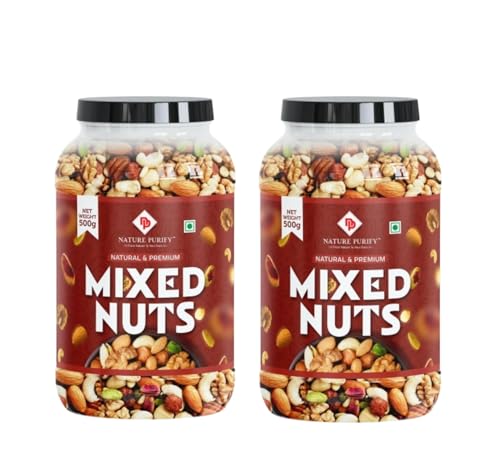 Nature Purify Trail Mix Dry Fruits Fit For Fasting 1Kg | Healthy Snacks Mixed Nuts With Dry Fruits | Almonds | Cashews | Dried Apricots | Pista | Black Raisin | Green Raisin & More Healthy Snack
