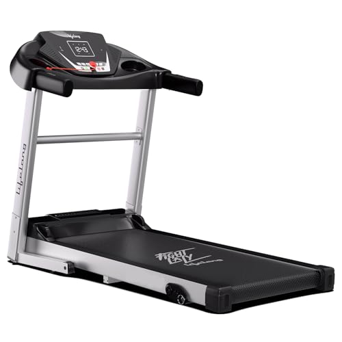 Lifelong Fitpro (4 Hp Peak) Manual Incline Motorized Treadmill For Home Foldable With 12 Preset Workouts, Max Speed 12Km/Hr. Bluetooth Speaker|Max. User Weight 110Kg (Lltm09Ad)