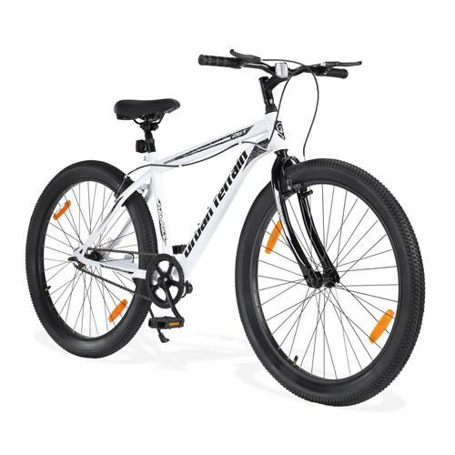 Urban Terrain Galaxy High Performance Steel Mountain Cycles for Men with Rigid Fork and Complete Accessories MTB Bike 26T Single Speed | Ideal for 13+ Years, Unisex, Frame Size : 17 inch, White