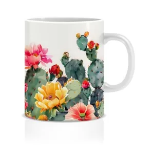 ICORA Ceramic Coffee Mug 330ML with Vibrant Desert Cactus Print for Home Office Use ? Pack of1
