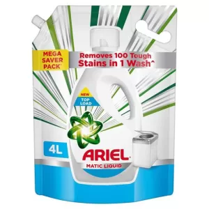 Ariel Matic Liquid Detergent Top Load – 4L | Removes 7 day dried-in Stains in 1 wash inside Washing Machine | Now at Price of Powders | Amazing Fragrance | Protects Colours | Dissolves Faster