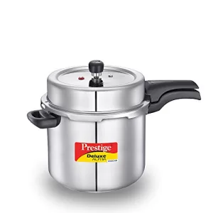 Prestige 10 Litres Svachh Deluxe Alpha Induction Base Outer Lid Stainless Steel Pressure Cooker | Deep Lid Controls Spillage | Silver | Pressure Indicator | Controlled Gasket-Release System