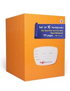 Target Publications Small One Side Ruled & One Side Blank/Unruled Notebooks | 172 Pages | 18 Cm X 24 Cm Approx | Soft Brown Cover | Gsm 57 | Pack Of 16