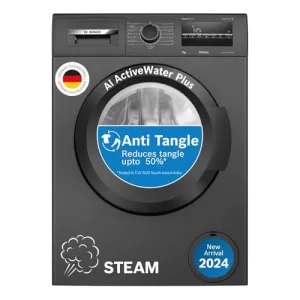 Bosch 7 Kg, 5 Star, Ai Active Water+, Anti Stain, Steam Antibacteria, Allergy Plus, Fully-Automatic Front Loading Washing Machine (Waj24209In, Black, In-Built Heater, Anti Wrinkle, Anti Tangle)