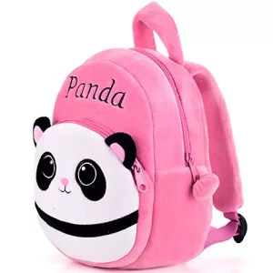 Dzert Panda Kids School Bag Soft Plush Backpacks Cartoon Boys Girls Baby (2-5 Years) Pink