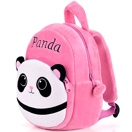 Dzert Panda Kids School Bag Soft Plush Backpacks Cartoon Boys Girls Baby (2-5 Years) Pink
