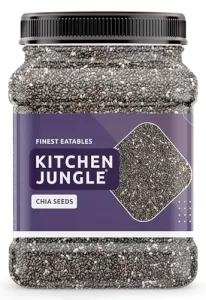 Kitchen Jungle Raw Chia Seeds 1 Kg Jar Pack | Seeds For Eating | Diet Snacks | Chia Seeds For Weight Loss | Omega-3 | Non-Gmo And Fibre Rich
