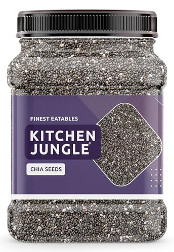 Kitchen Jungle Raw Chia Seeds 1 Kg Jar Pack | Seeds For Eating | Diet Snacks | Chia Seeds For Weight Loss | Omega-3 | Non-Gmo And Fibre Rich