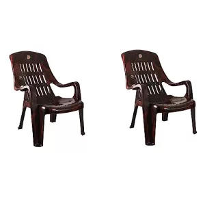 Cello Comfort Relax Plastic Chair (Rosewood) – Set Of 2 | Strong And Durable | Easy To Clean | Chair For Living Room, Bed Room, Kitchen, Office Room, Outdoor | 3 Years Warranty