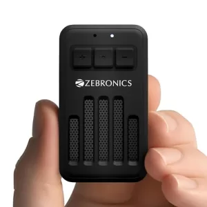 Zebronics Clipper, 4 Watts, Wearable Bluetooth Speaker With Mic, Magnetic Clip-On, Upto 20 Hours Playback, Bluetooth V5.3, Carry Loop, Adventure & Travel Companion, Portable Speaker (Black)