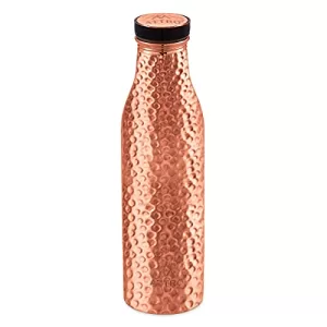 Attro Aarogyam Vedic Hammered Finish Joint-Less Copper Water Bottle,1000 Ml