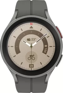 Samsung Watch 5 Pro45Mmsuper Amoled Displaylte Callingwith Advanced Gps Tracking(Gray Titanium Strap, Free Size)
