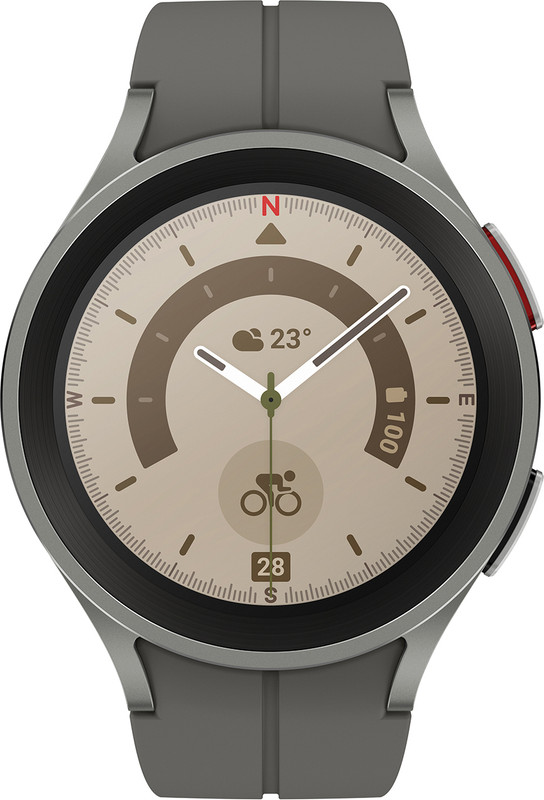 Samsung Watch 5 Pro45Mmsuper Amoled Displaylte Callingwith Advanced Gps Tracking(Gray Titanium Strap, Free Size)