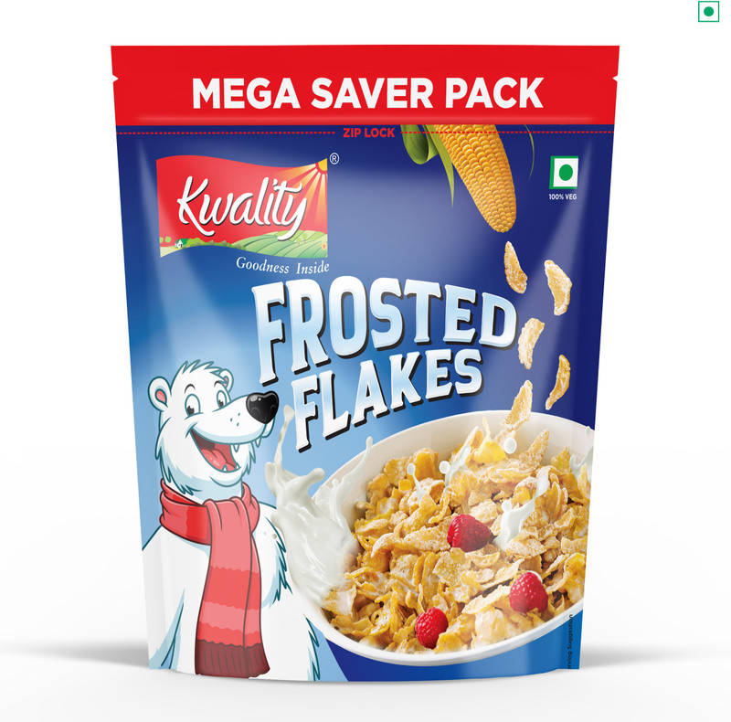 Kwality Frosted Flakes, Made With Golden Corns, Vitamins & Proteins, Breakfast Cereals Pouch(1000 G)