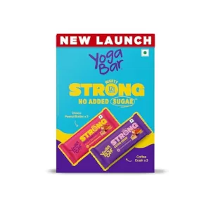 Yogabar Strong 12G Protein Bar Variety Pack Of 6 (3 X Choco Peanut Butter Bars, 3 X Coffee Rush Bars) | No Added Sugar Protein Bars | Premium High Protein Blend – Whey Protein Concentrate, Isolate, Peanuts & Soy | Healthy Protein Snacks