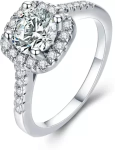 Priyangkrita Premium Square Silver Color Crystal Stone Ring For Women
