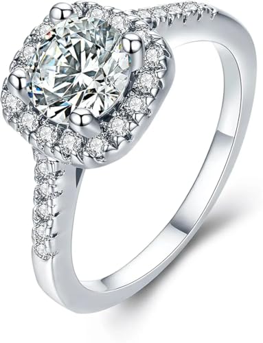 Priyangkrita Premium Square Silver Color Crystal Stone Ring For Women