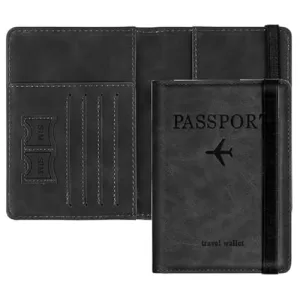 Mohilaa Passport Holder & Cover With Card And Boarding Pass Slots – Pu Leather Bi-Fold Travel Wallet Case | Rfid Blocking Travel Accessory For Passports, Credit Cards & Ids (Passport-Holder-Black-1)