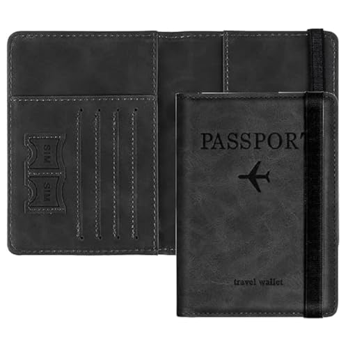 Mohilaa Passport Holder & Cover With Card And Boarding Pass Slots – Pu Leather Bi-Fold Travel Wallet Case | Rfid Blocking Travel Accessory For Passports, Credit Cards & Ids (Passport-Holder-Black-1)
