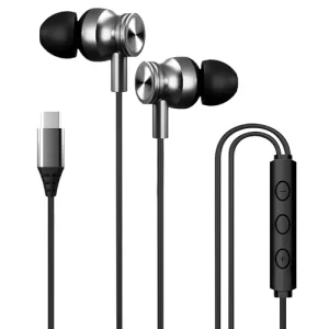 Kratos C Type Earphones Wired, 13Mm Bass Drivers Earphone, Inline Control Type C Headphones With Mic, Ipx5 Water Resistant, Comfort Fit Type C Earphone With Volume Control, Metallic C Pin Earphones