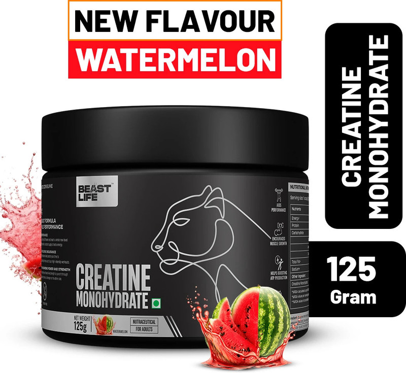 Beastlife Super Micronized Creatine Monohydrate | Nabl Lab Tested | 100% Pure Creatine(125 G, Watermelon)