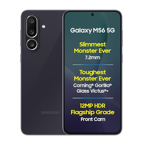Samsung Galaxy M56 5G (Black, 8 Gb Ram, 128 Gb Storage) | Slimmest Phone In The Segment | Gorilla Glass Victus+ | 10 Bit Hdr Video | Enhanced Nightography | 4Nm Processor | Vapor Cooling Chamber