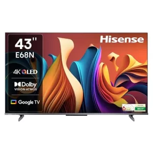 Hisense 108 Cm (43 Inches) E68N Series 4K Ultra Hd Smart Google Qled Tv 43E68N (Grey)