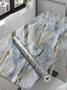 Popaxy Marble Wallpaper Vinyl Roll, Peel & Stick Diy Wall Sticker For Kitchen Countertop, Cabinets, Furniture, Waterproof, Oil-Proof Self Adhesive Vinyl For Home Décor(60X200Cm) (New Natural Mountain)