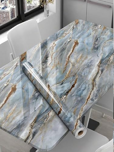 Popaxy Marble Wallpaper Vinyl Roll, Peel & Stick Diy Wall Sticker For Kitchen Countertop, Cabinets, Furniture, Waterproof, Oil-Proof Self Adhesive Vinyl For Home Décor(60X200Cm) (New Natural Mountain)