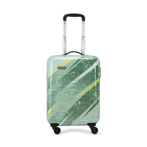 Aristocrat Radiance Cabin Trolley Bag 55Cm | Small | Hard Luggage| Smooth 4-Wheel Suitcase| Combination Lock With Sturdy Zipper | Full Fabric Convipack | 5-Year Warranty (Green)
