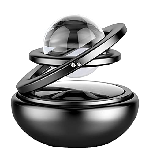 Otoroys Alloy Body Car Solar Power Rotating Design Air Freshener Perfume, With Organic Fragrance (Crystal Black))