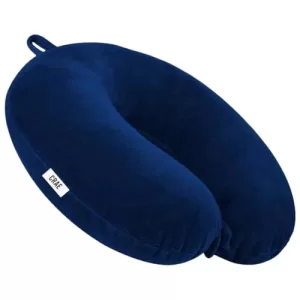 Crae Soft Fibre Filled Neck Pillow For Car, Train, Flight Travel, Neck Support Rest Pillow With Attachable Snap Strap | Pack Of 1 | Blue