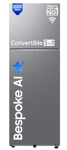 Samsung 396 L, 2 Star, Convertible 5-In-1, Digital Inverter, Frost Free Double Door, Bespoke Ai Wifi Enabled Refrigerator (Rt41Dg6A2Bslhl, Ez Clean Steel/Real Steel, Silver)
