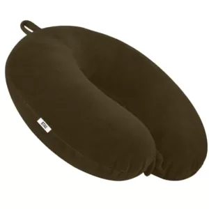 Btag Travel Neck Pillow For Men & Women | Soft Fibre Cushion For Flight, Car & Train | Soft Velvet Fabric With Attachable Snap Strap | Cervical Support For Neck Pain Relief. Pack Of 1 (Brown)