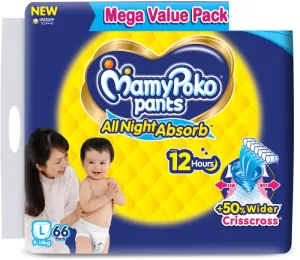Mamypoko Pants All Night Absorb L66 – L(66 Pieces)