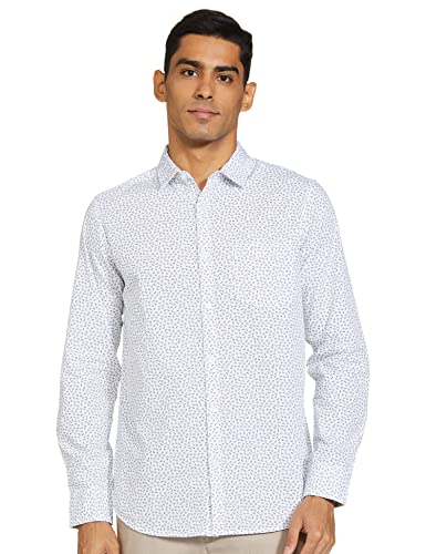 Amazon Brand – Symbol Men’S Solid Regular Casual Shirt (S23-Sy-Aop3 (Fs)_White-Blk Print L)