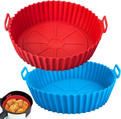 Silicone Air Fryer Liner, Basket, Heat Resistant Easy Cleaning Oven Accessory, Reusable Bowl (1, Round)