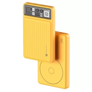 Portronics Luxcell Wireless Mini 10K 10000Mah 15W Magnetic Wireless Fast Charging Nano Power Bank With 22.5 Wired Output Compatible With Iphone 12 & Above & Other Qi Enabled Devices(Yellow)